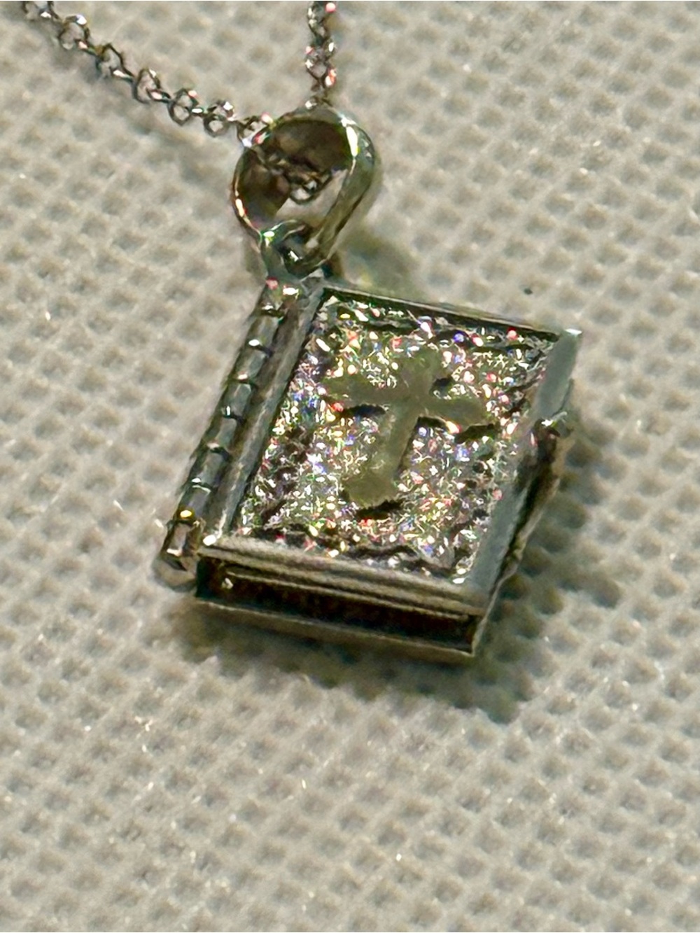 Sterling Silver Cross Book Pendant Necklace - Silver